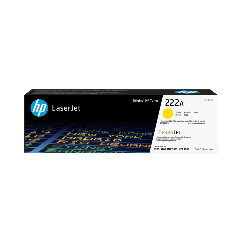 HP 222A Yellow Original LaserJet Toner Cartridge (W2222A)