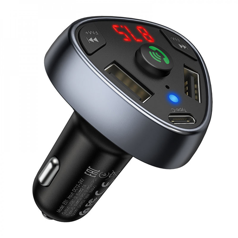Hoco E51 Car Charger With BT FM Transmitter type-c 18W