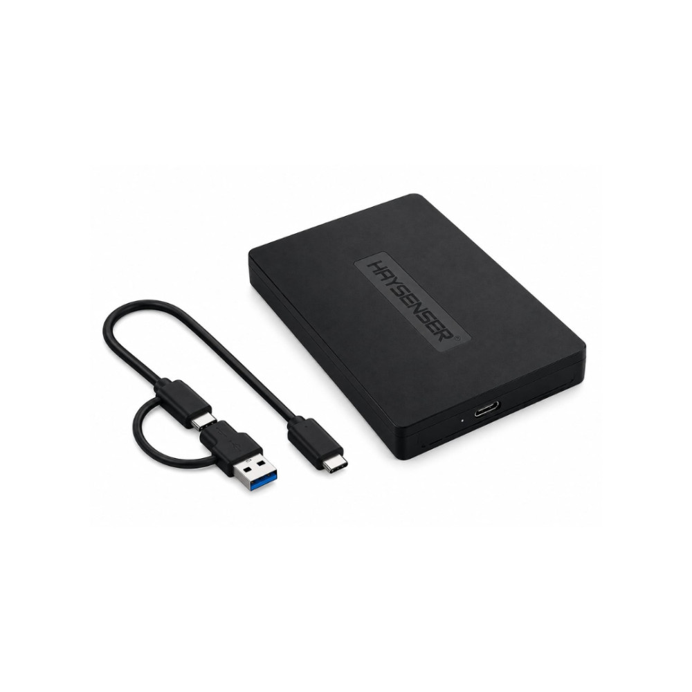 Haysenser 2.5" Portable SSD/HDD Case – USB 3.2 Type-C with USB-A Adapter, 6Gbps Speed 