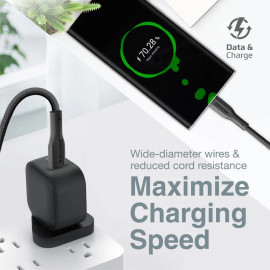 PROMATE xCord-CC Black High Tensile Strength USB-C Data & Charge Cable – Fast Charging Type-C Cable