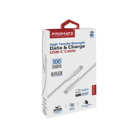 PROMATE xCord-CC White High Tensile Strength USB-C Data & Charge Cable – Fast Charging Type-C Cable