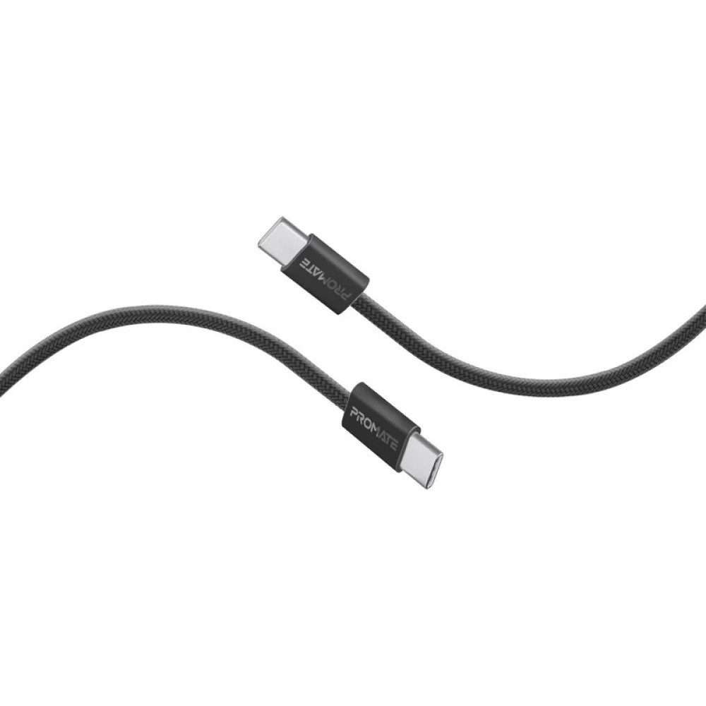 PROMATE EcoLine-CC120 Black Ultra-Fast 60W Power Delivery USB-C Fabric Braided Cable