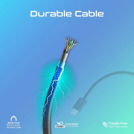 PROMATE EcoLine-CC120 Black Ultra-Fast 60W Power Delivery USB-C Fabric Braided Cable