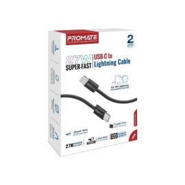 PROMATE EcoLine-Ci120 Black 27W Power Delivery USB-C to Lightning Fabric Braided Cable