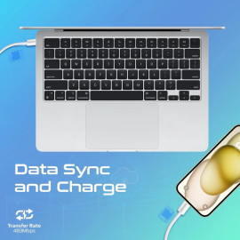 PROMATE EcoLine-Ci120 White 27W Power Delivery USB-C to Lightning Fabric Braided Cable