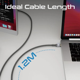 PROMATE LucidLine-CC120 Black 100W Power Delivery Ultra-Fast USB-C Cable with Transparent Shells