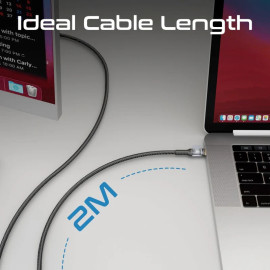 PROMATE LucidLine-CC200 Black 100W Power Delivery Ultra-Fast USB-C Cable with Transparent Shells
