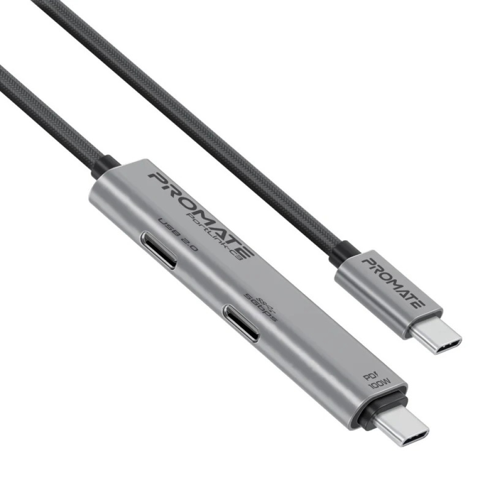 PROMATE 100W Power Delivery Dual USB-C Port Data & Charge Cable – Fast Charging USB-C Cable
