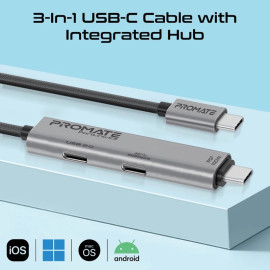 PROMATE 100W Power Delivery Dual USB-C Port Data & Charge Cable – Fast Charging USB-C Cable