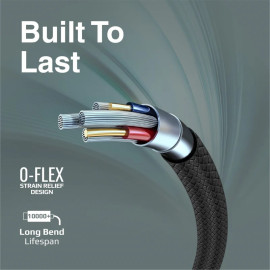 PROMATE xCord-AC Black Super Flexible USB-C Data & Charge Cable – Fast Charging Type-C Cable