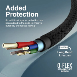 PROMATE xCord-Ai Black High Tensile Strength Lightning Data & Charge Cable for Apple Devices