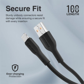 PROMATE xCord-Ai Black High Tensile Strength Lightning Data & Charge Cable for Apple Devices