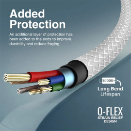 PROMATE xCord-Ai White High Tensile Strength Lightning Data & Charge Cable for Apple Devices
