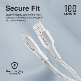 PROMATE xCord-Ai White High Tensile Strength Lightning Data & Charge Cable for Apple Devices
