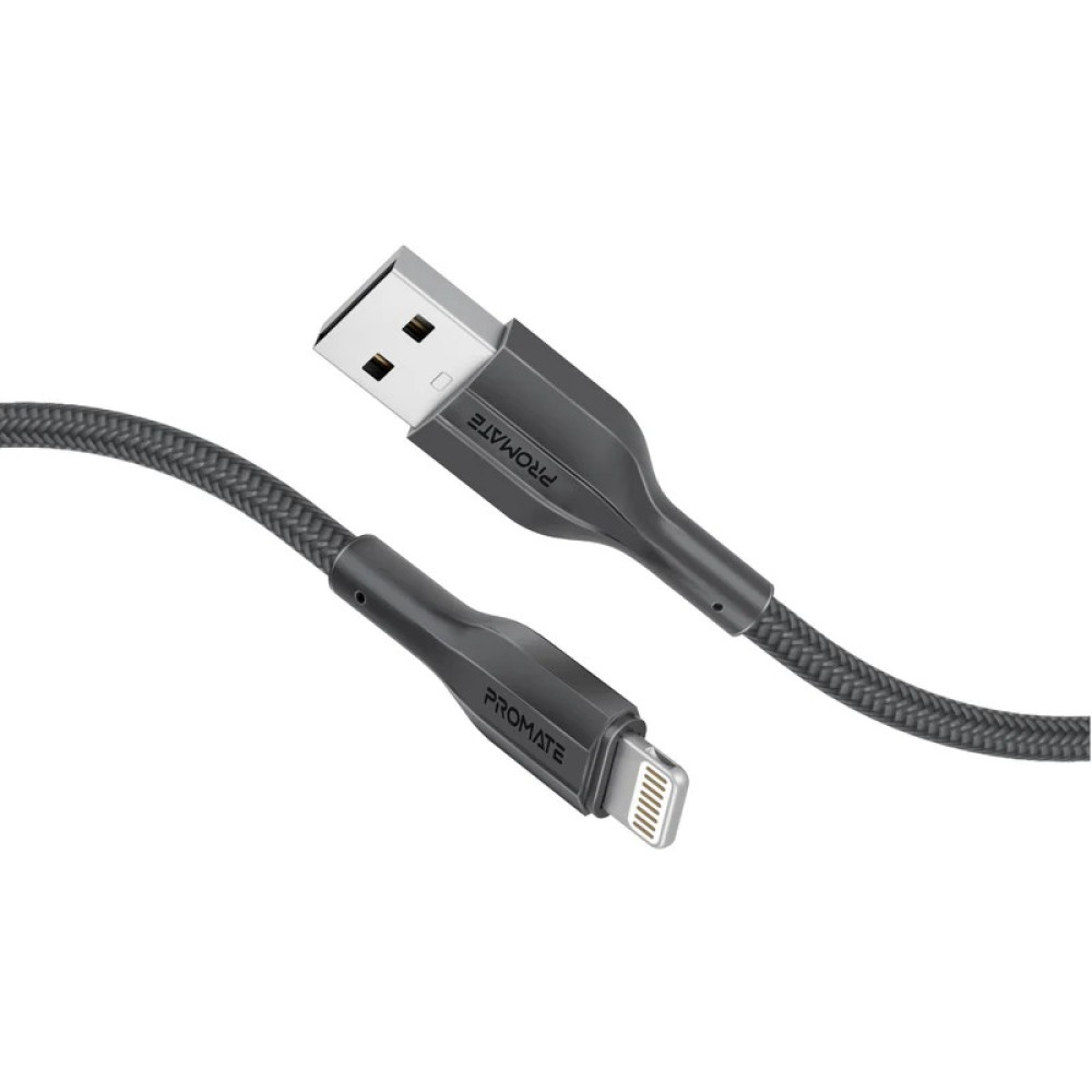 PROMATE xCord-Ai200 Black USB to Lightning Cable – Super Flexible 2A Charging Cable for iPhone & iPad