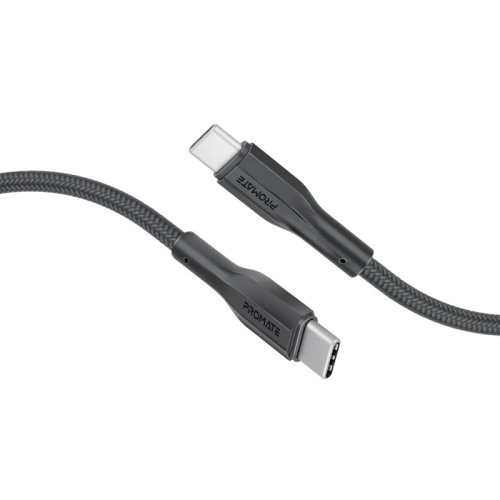 PROMATE xCord-CC200 Black Super-Flexible 60W USB-C to USB-C Cable – 2A Fast Charging Type-C Cable