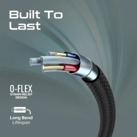 PROMATE xCord-AC200 Black Super-Flexible USB-A to USB-C Cable – 2A Standard Charging Cable
