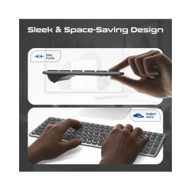 Promate ProKeys-X2 Full-Size Triple-Mode Slim Wireless Keyboard w/ Scissor Keys, & Multi-Device Connectivity EN-AR
