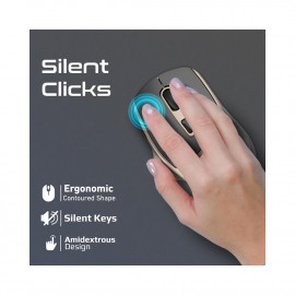 PROMATE Samit 2.4GHz Ergonomic 2200 DPI Silent Click Wireless Mouse - Gold