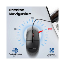 Promate CM-1200 Ergonomic Design Wired Optical Mouse