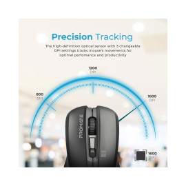 Promate Contour Comfort Performance Wireless Ergonomic Mouse - Black