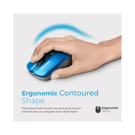 Promate Contour Comfort Performance Wireless Ergonomic Mouse - Blue
