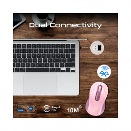 Promate Ken Dual Mode Wireless Optical Mouse with BT & RF Connectivity (Pink)