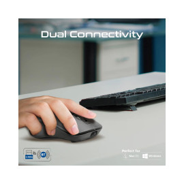 Promate Samo Dual Mode Rechargeable Wireless Mouse with BT & RF Connectivity - Black