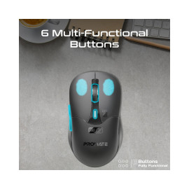 Promate Samo Dual Mode Rechargeable Wireless Mouse with BT & RF Connectivity - Black