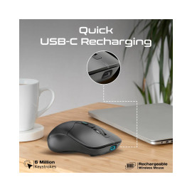 Promate Samo Dual Mode Rechargeable Wireless Mouse with BT & RF Connectivity - Black