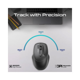 Promate UniGlide EZGrip™ Ergonomic Wireless Mouse - Black