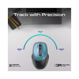 Promate UniGlide EZGrip™ Ergonomic Wireless Mouse - Blue