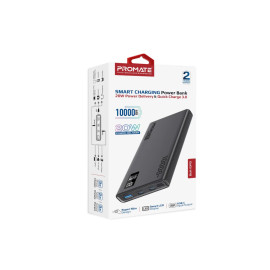 Promate Bolt-10PD 10000mAh Compact Smart Charging Power Bank with 20W PD Dual USB-C and 22.5W USB-A Ports