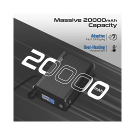 Promate Titan-35W 20,000mAh 35W SuperSpeed™ Power Bank with Built-in USB-C Cable & TFT Screen