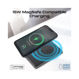 Promate Blade-5 5000 mAh Ultra-Slim Aluminum Crafted MagSafe Compatible Wireless Charging PowerBank - Black