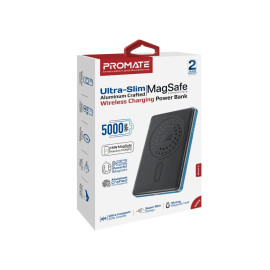 Promate Blade-5 5000 mAh Ultra-Slim Aluminum Crafted MagSafe Compatible Wireless Charging PowerBank - Blue