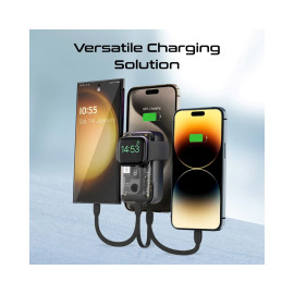 Promate Mavrix 10000mAh 35W Transparent Smartphone and Apple Watch Charging Power Bank with USB-C & Lightning Cable - Black