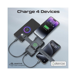Promate PowerPack-10i 10000mAh  Ultra-compact Fast-Charging Power Bank with AC Charger, Apple Watch Charger and Built-In Lightning Cable