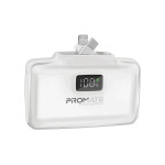 Promate PowerUp-10Duo 10,000 mAh Ultra-Compact Fast Charging Power Bank with Dual folding USB-C and Lightning Connectors - White