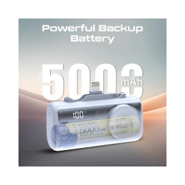 Promate PowerUp-Trio 5000mAh Ultra-Compact Fast Charging Power Bank with In-built USB-C, Lightning Connectors & Apple Watch Charger - Blue