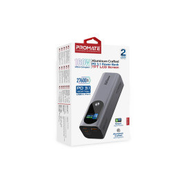 Promate Titan-160 27600mAh Ultra-Compact 160W Multi-Port PD 3.1 Power Bank with TFT LCD Screen