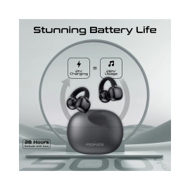 Promate AirClip AudioFit™ Open Ear Clip On TWS Earbuds w/ IntelliTouch - Black