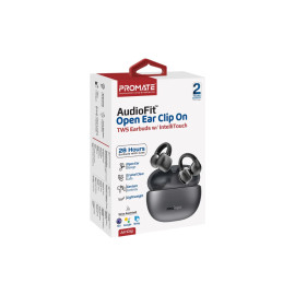 Promate AirClip AudioFit™ Open Ear Clip On TWS Earbuds w/ IntelliTouch - Black