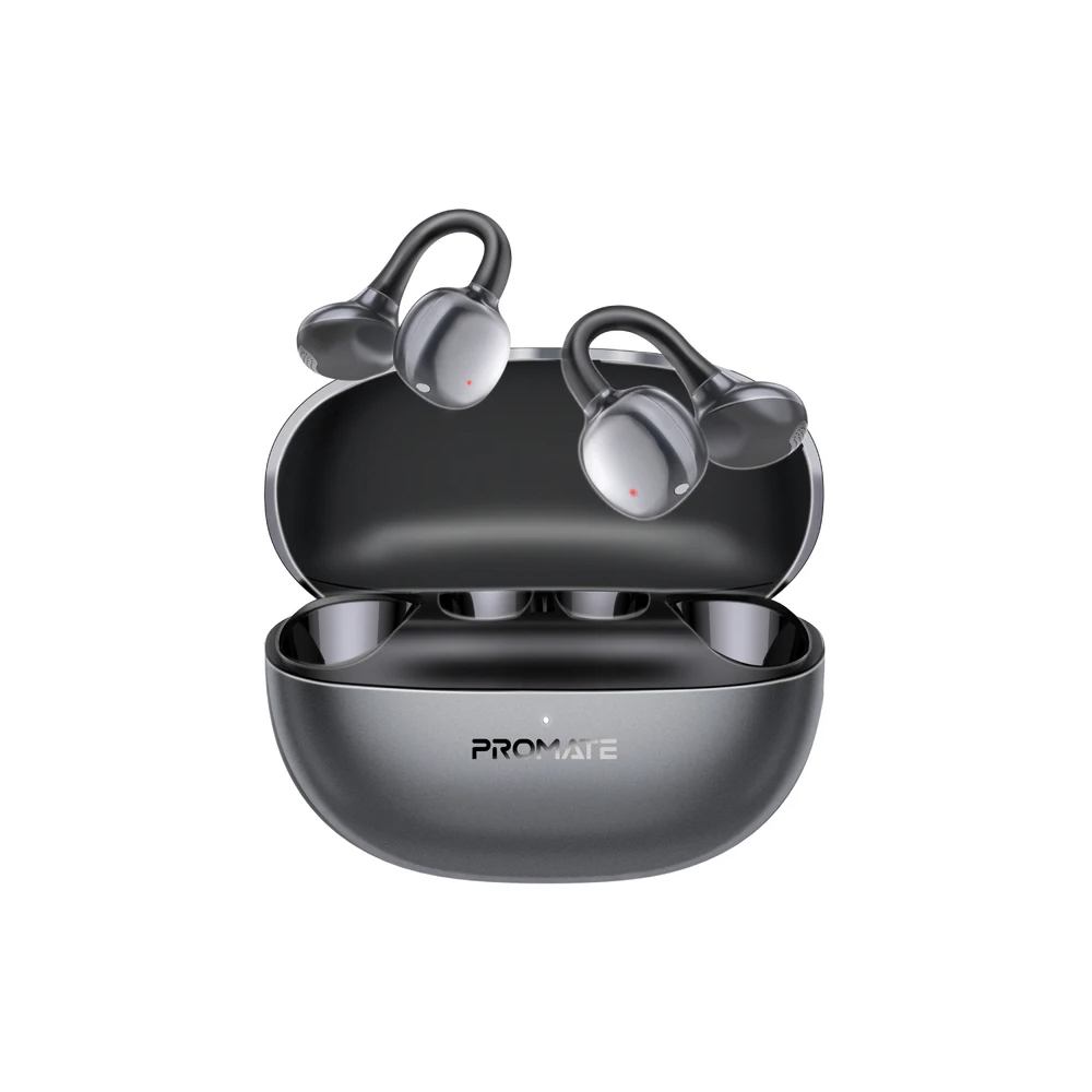 Promate AirClip-Pro AudioFit™ Open Ear True Wireless Stereo Earbuds with IntelliTouch - Black