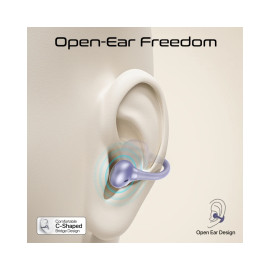 Promate AirClip-Pro AudioFit™ Open Ear True Wireless Stereo Earbuds with IntelliTouch - Purple