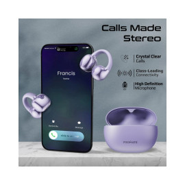 Promate AirClip AudioFit™ Open Ear Clip On TWS Earbuds w/ IntelliTouch - Purple