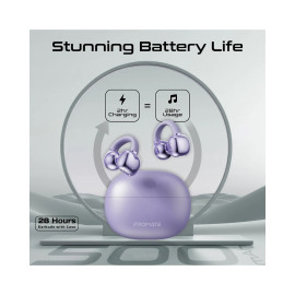 Promate AirClip AudioFit™ Open Ear Clip On TWS Earbuds w/ IntelliTouch - Purple