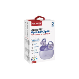 Promate AirClip AudioFit™ Open Ear Clip On TWS Earbuds w/ IntelliTouch - Purple