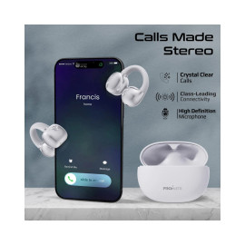 Promate AirClip AudioFit™ Open Ear Clip On TWS Earbuds w/ IntelliTouch - White