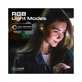 Promate LumiBuds-C LumiSound™ Transparent Stereo USB-C Wired RGB Earphones - Black